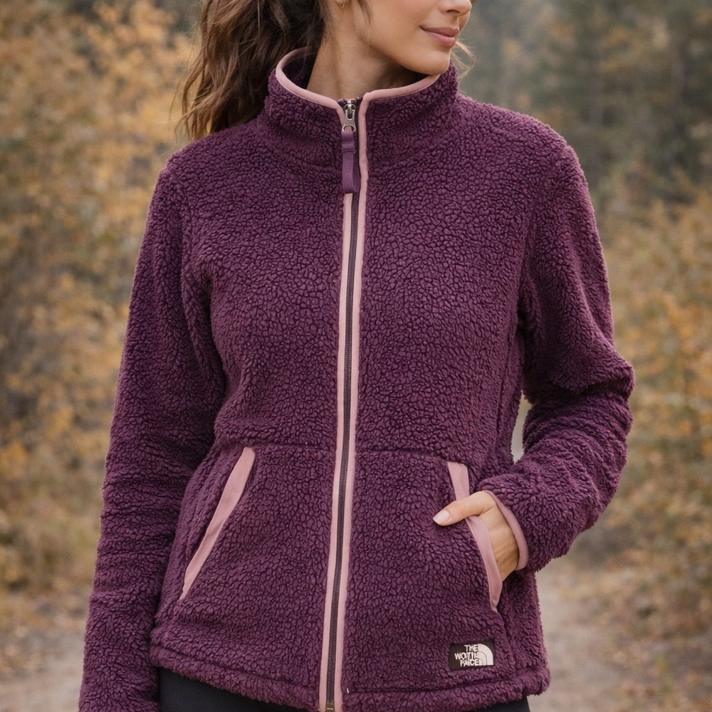 The North Face Purple Sherpa Fleece Jacket Full Zip Women’s Large
